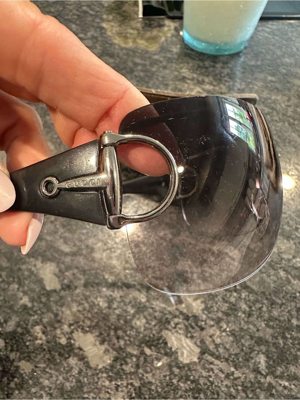 Gucci Shield Sunglasses in Black Gradient - Picture 7 of 9